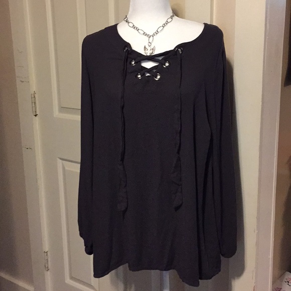 torrid Tops - Torrid gray lace up size 2 blouse